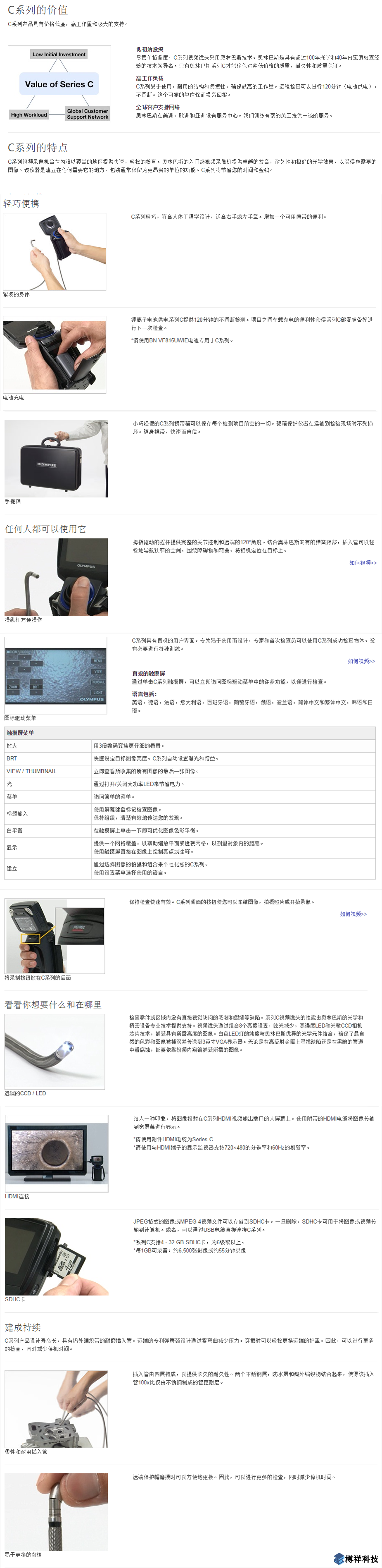 奧林巴斯系列C視頻工業內窺鏡產品概述